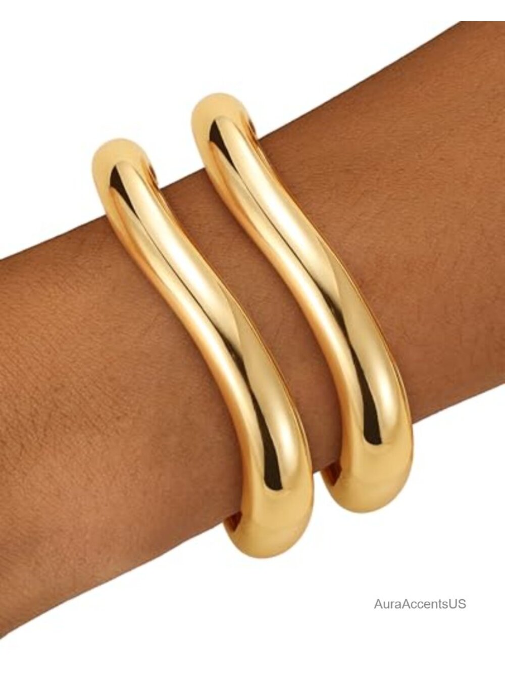 Chunky Gold Twist Cuff Bangle Set Stackable Bracelets for Women
